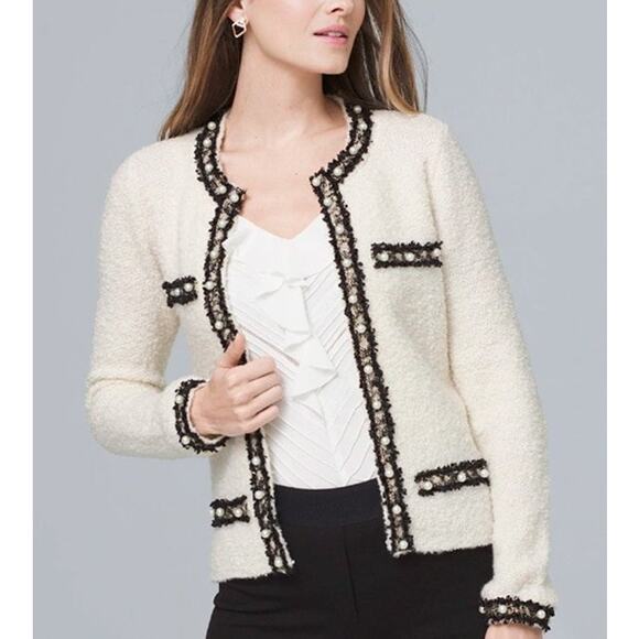 White House Black Market Sweaters - White House Black Market Pearl Detail Cardigan Sweater Sz XS